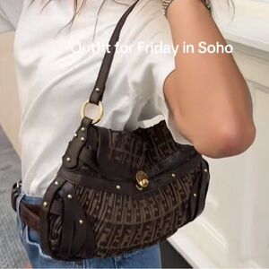 ISO FENDI zucca shoulder bag flap chef plisse pleated